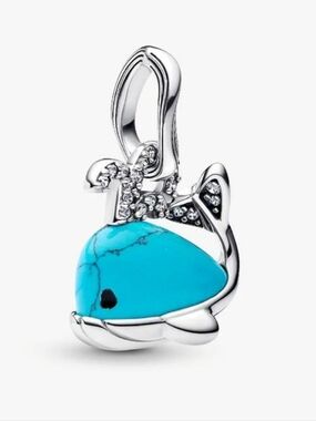 Authentic Pandora Turquoise-colored Whale Dangle Charm
